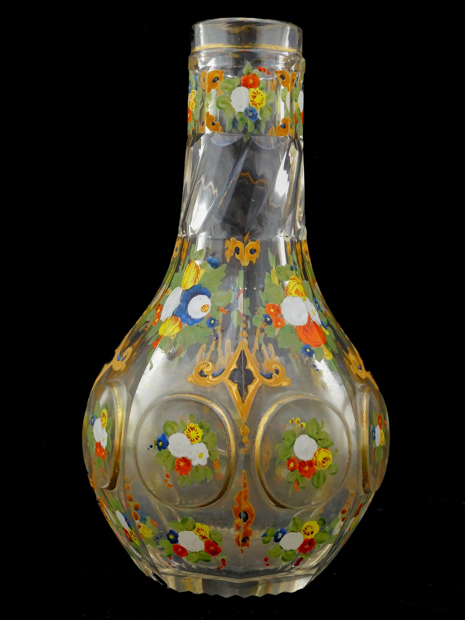 ANTIQUE LATE 19TH C BOHEMIAN GLASS HOOKAH CUP