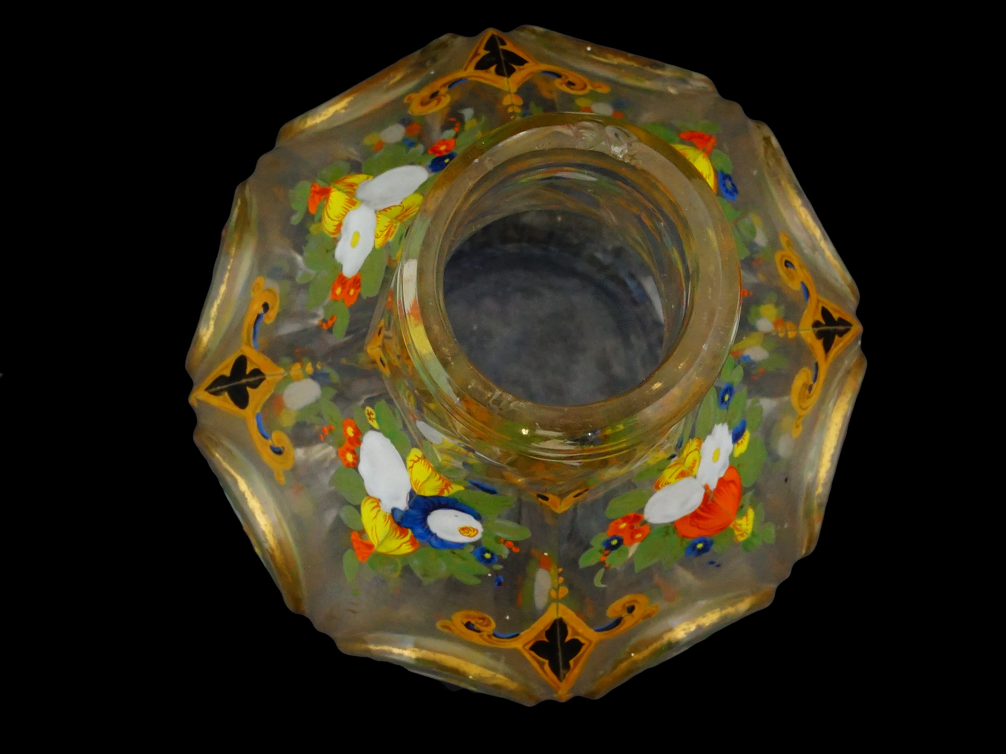 ANTIQUE LATE 19TH C BOHEMIAN GLASS HOOKAH CUP