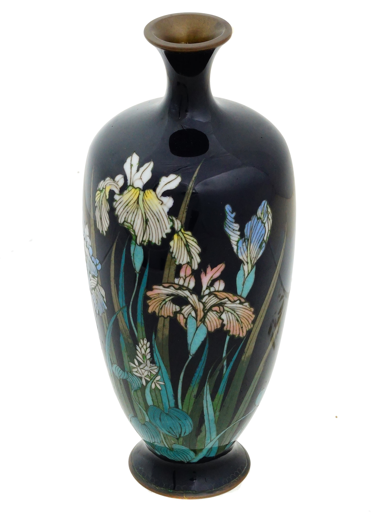 ANTIQUE JAPANESE MEIJI CLOISONNE ENAMEL VASE SIGNED