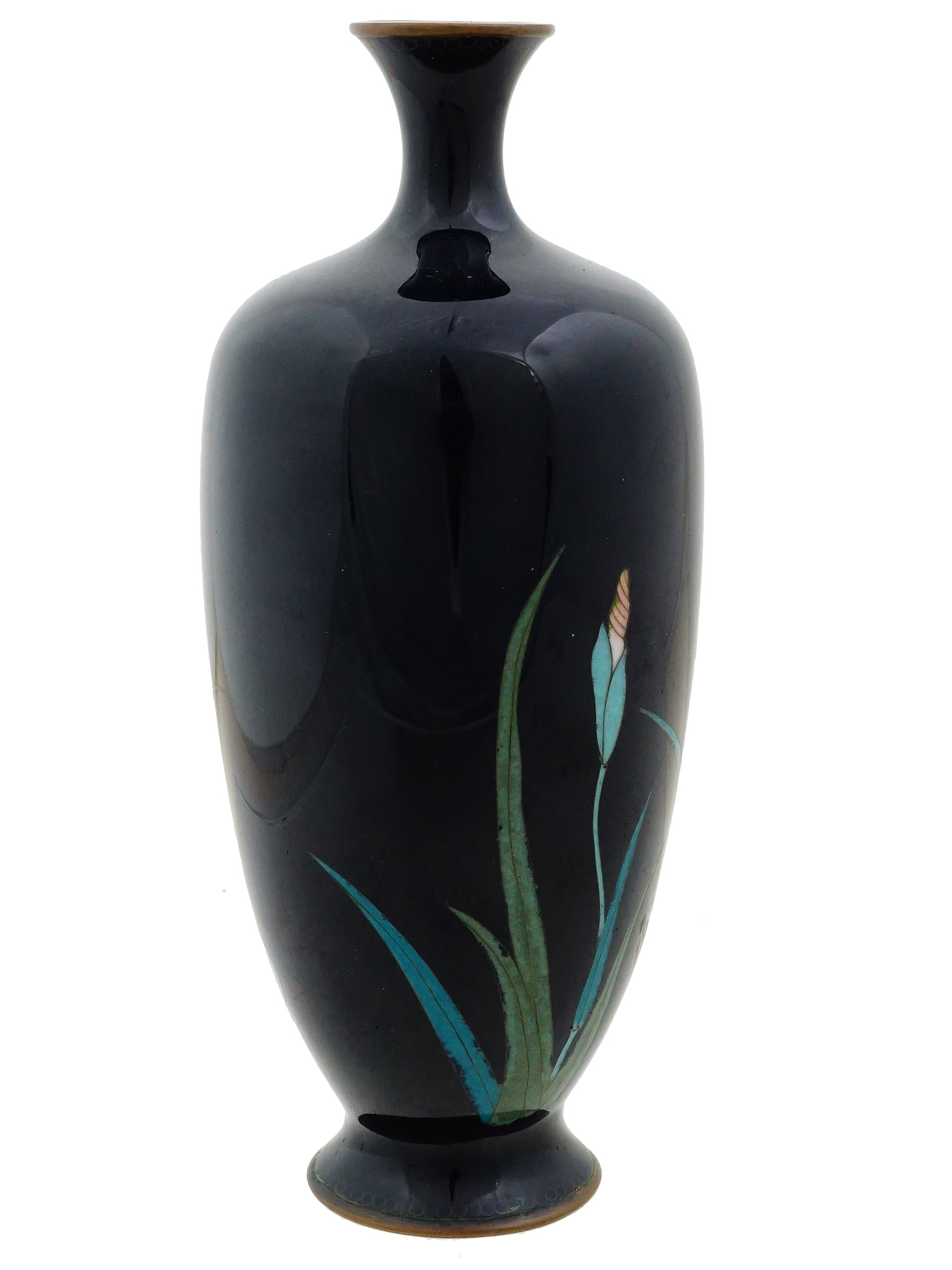 ANTIQUE JAPANESE MEIJI CLOISONNE ENAMEL VASE SIGNED