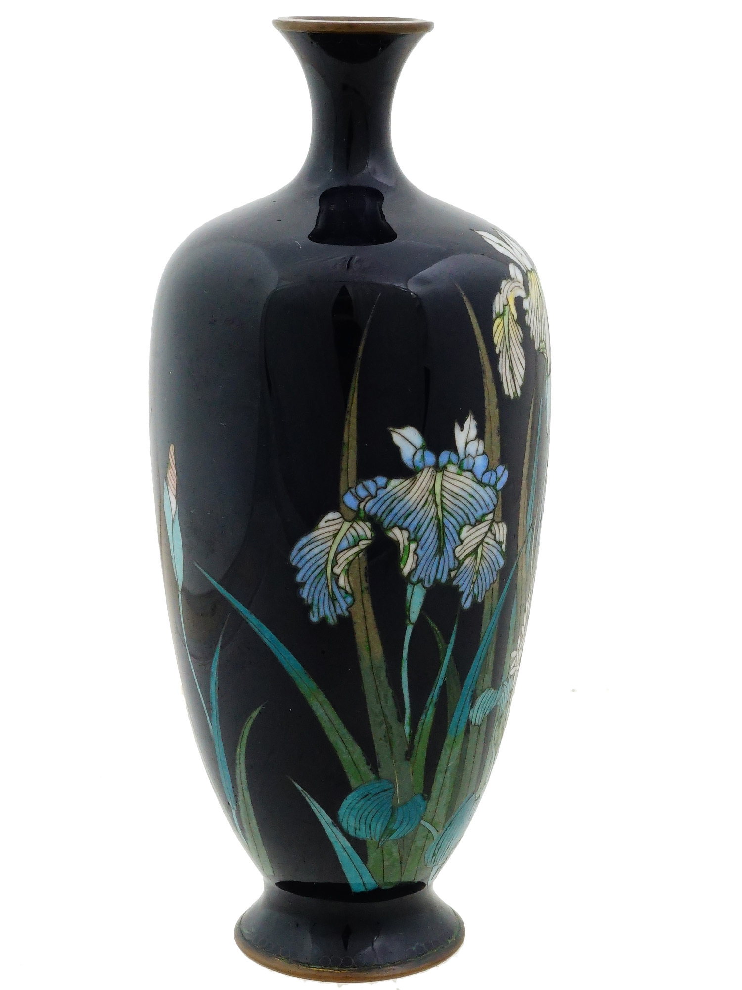 ANTIQUE JAPANESE MEIJI CLOISONNE ENAMEL VASE SIGNED