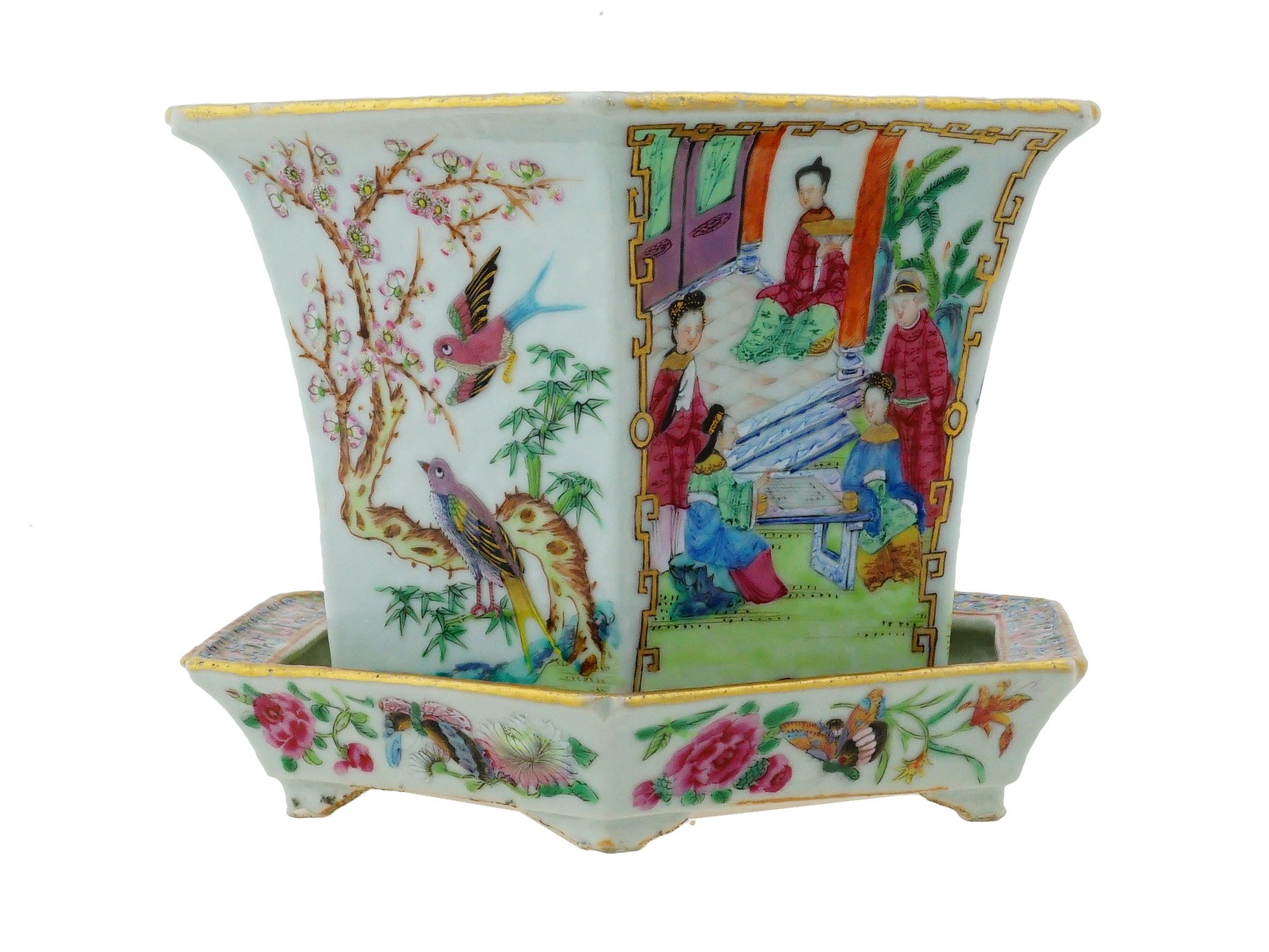 ANTIQUE CHINESE FAMILLE ROSE PORCELAIN JARDINIERE