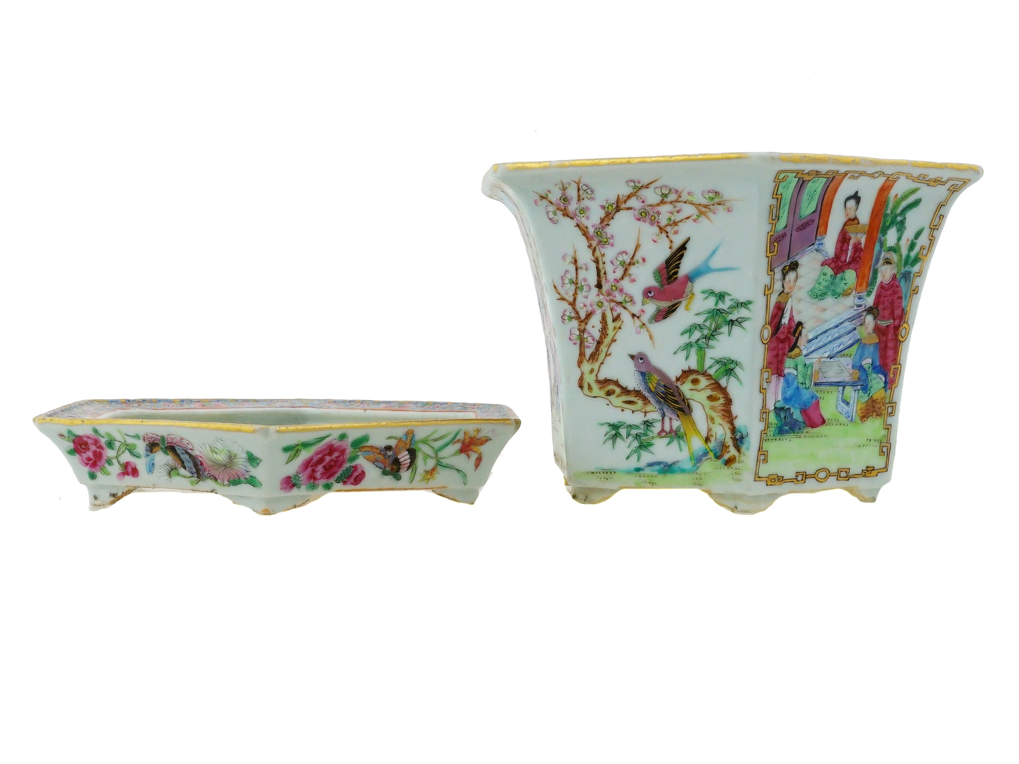 ANTIQUE CHINESE FAMILLE ROSE PORCELAIN JARDINIERE