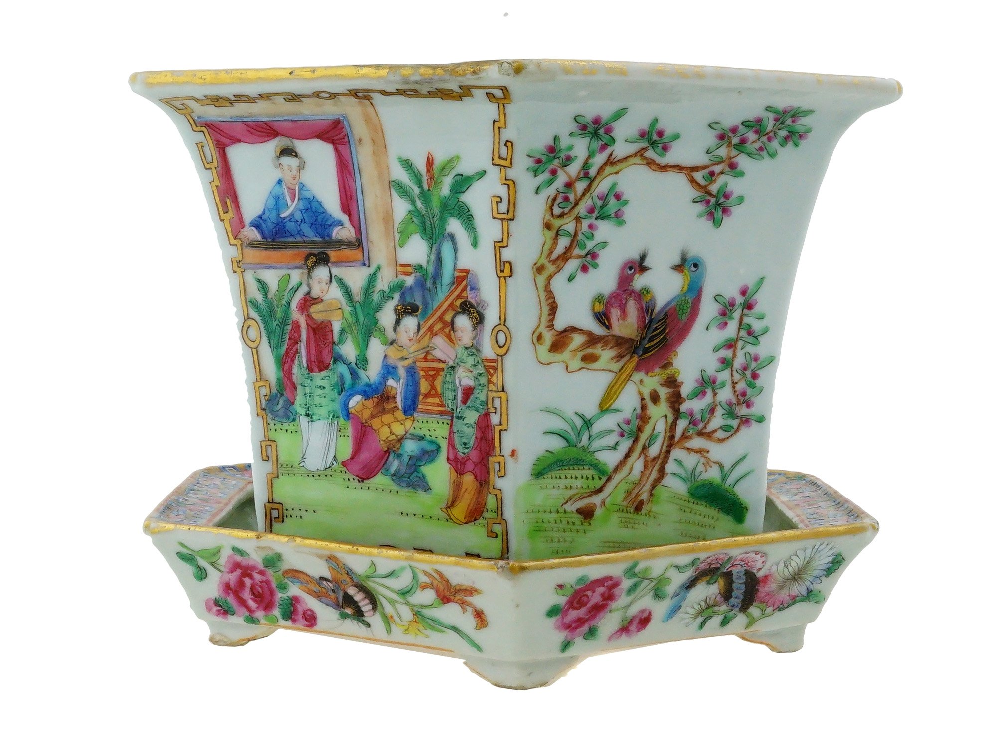 ANTIQUE CHINESE FAMILLE ROSE PORCELAIN JARDINIERE
