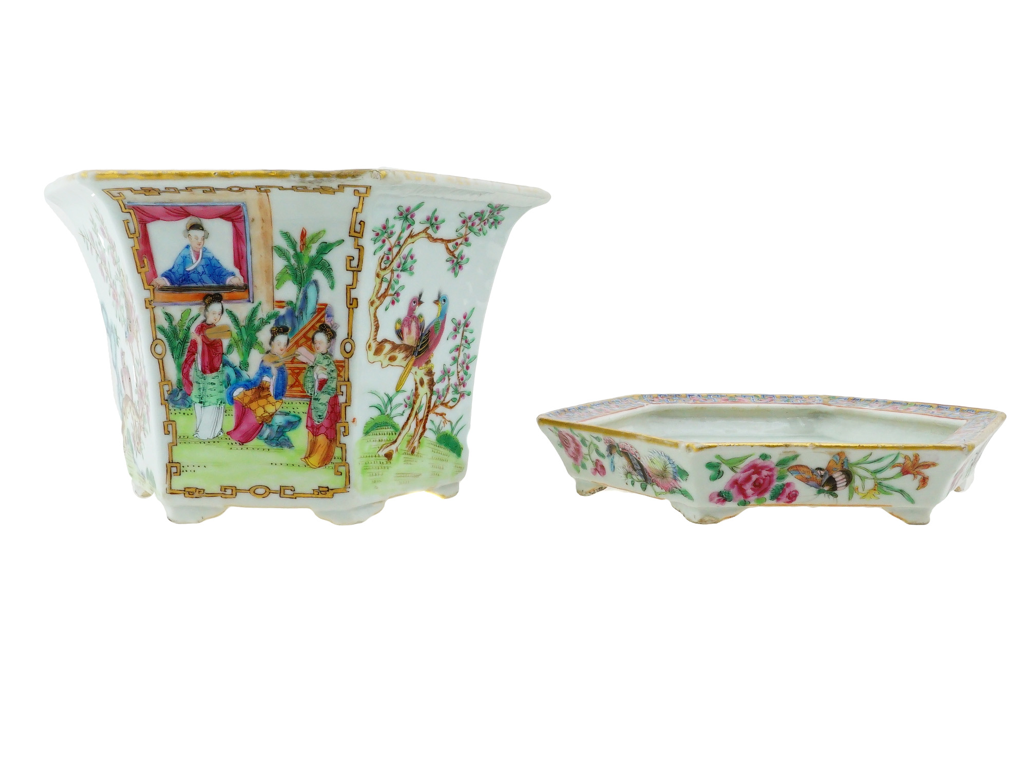 ANTIQUE CHINESE FAMILLE ROSE PORCELAIN JARDINIERE