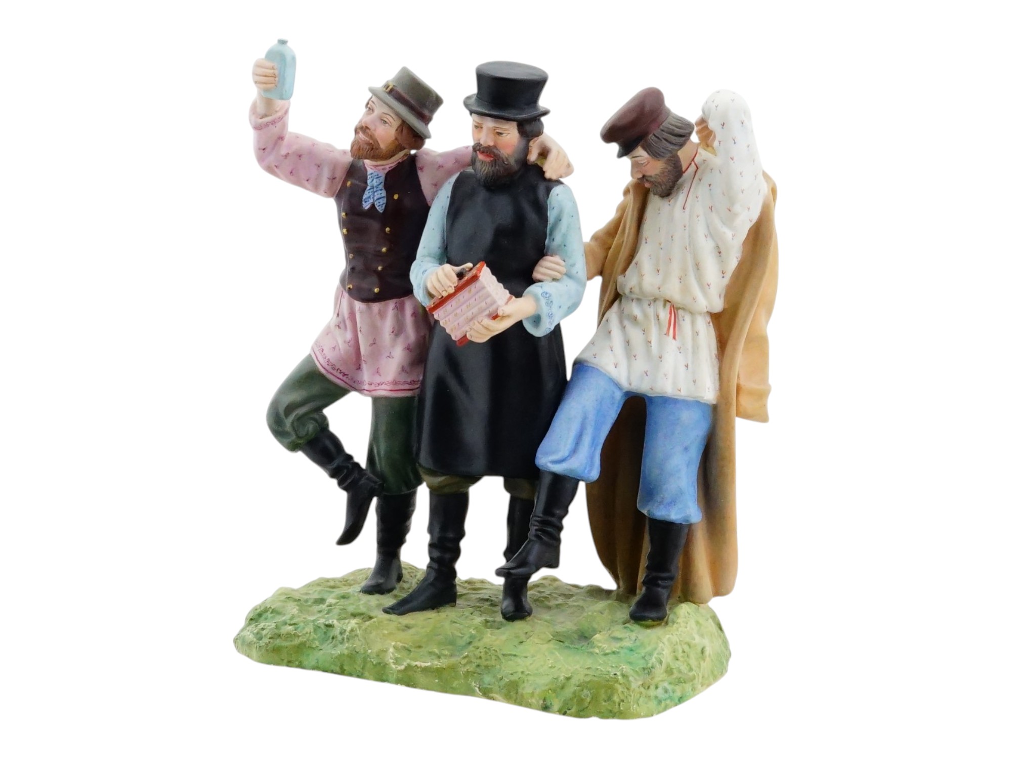 GARDNER IMPERIAL RUSSIAN PORCELAIN FIGURE THREE DRUNKS