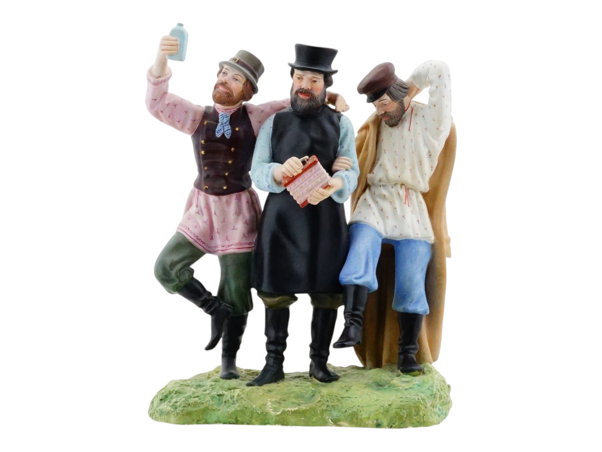 GARDNER IMPERIAL RUSSIAN PORCELAIN FIGURE THREE DRUNKS