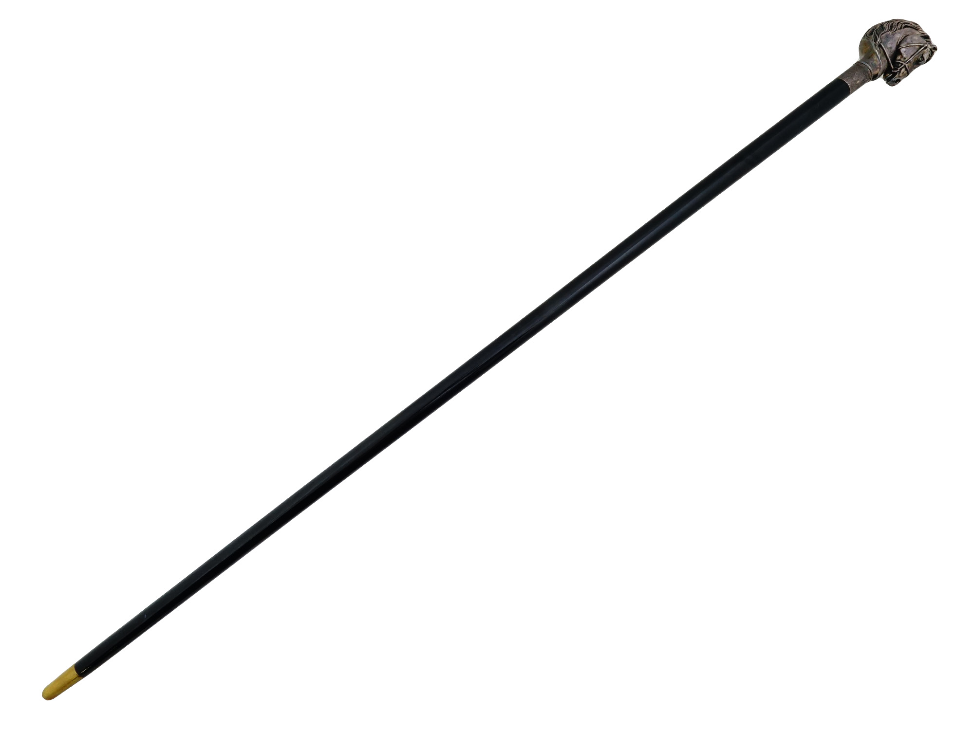 WALKING CANE WITH A STERLING SILVER HORSE HEAD HANDLE