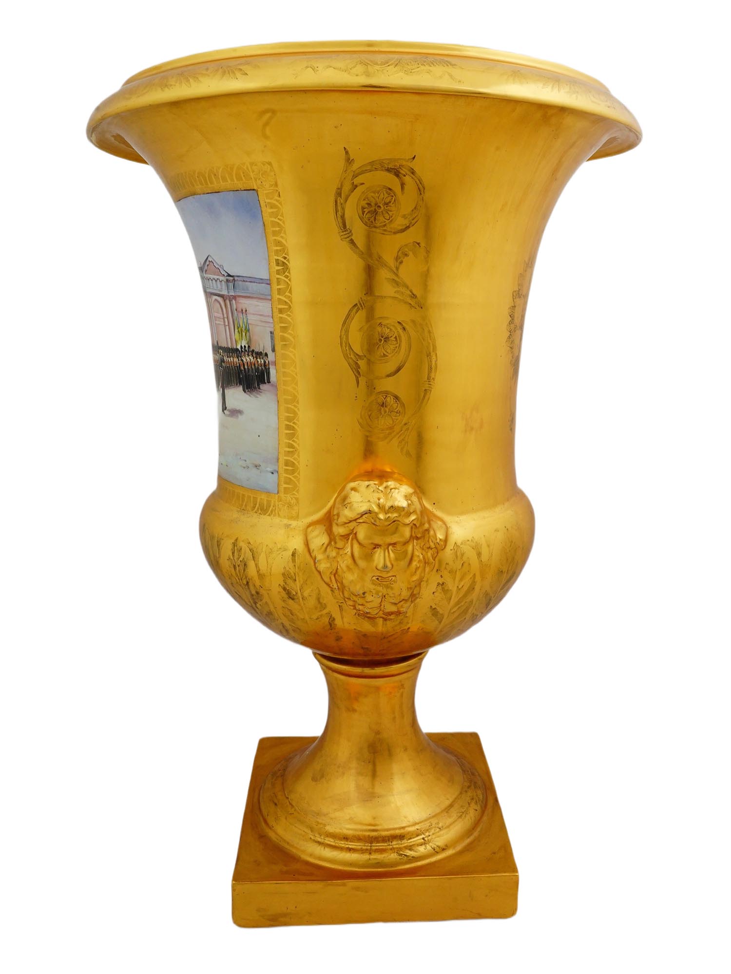 LARGE RUSSIAN STYLE PORCELAIN MILITARY VASE