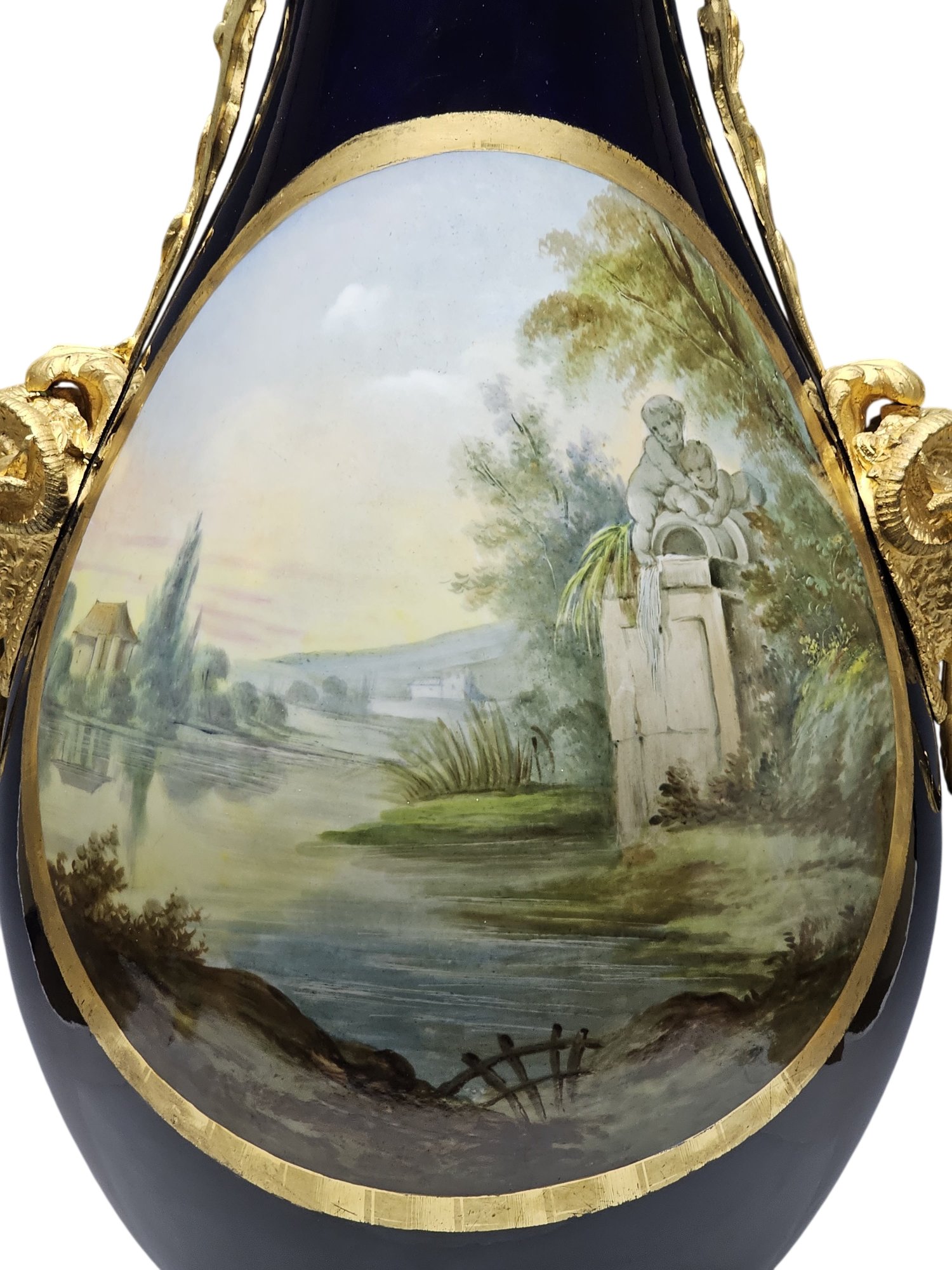 LARGE FRENCH SEVRES ORMOLU BRONZE MOUNTED VASE