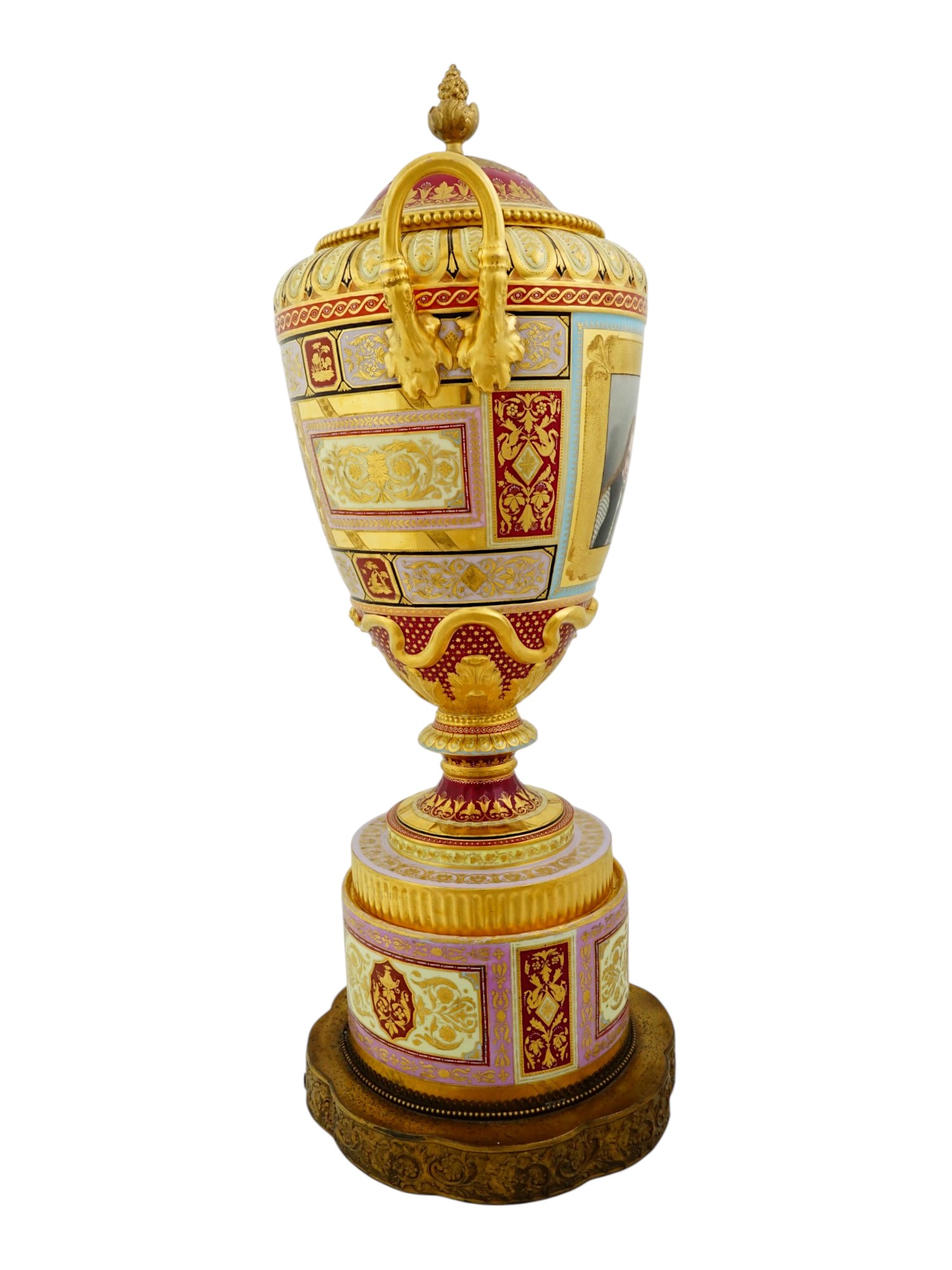 LARGE 19TH C. ROYAL VIENNA PORCELAIN PORTRAIT VASE URN