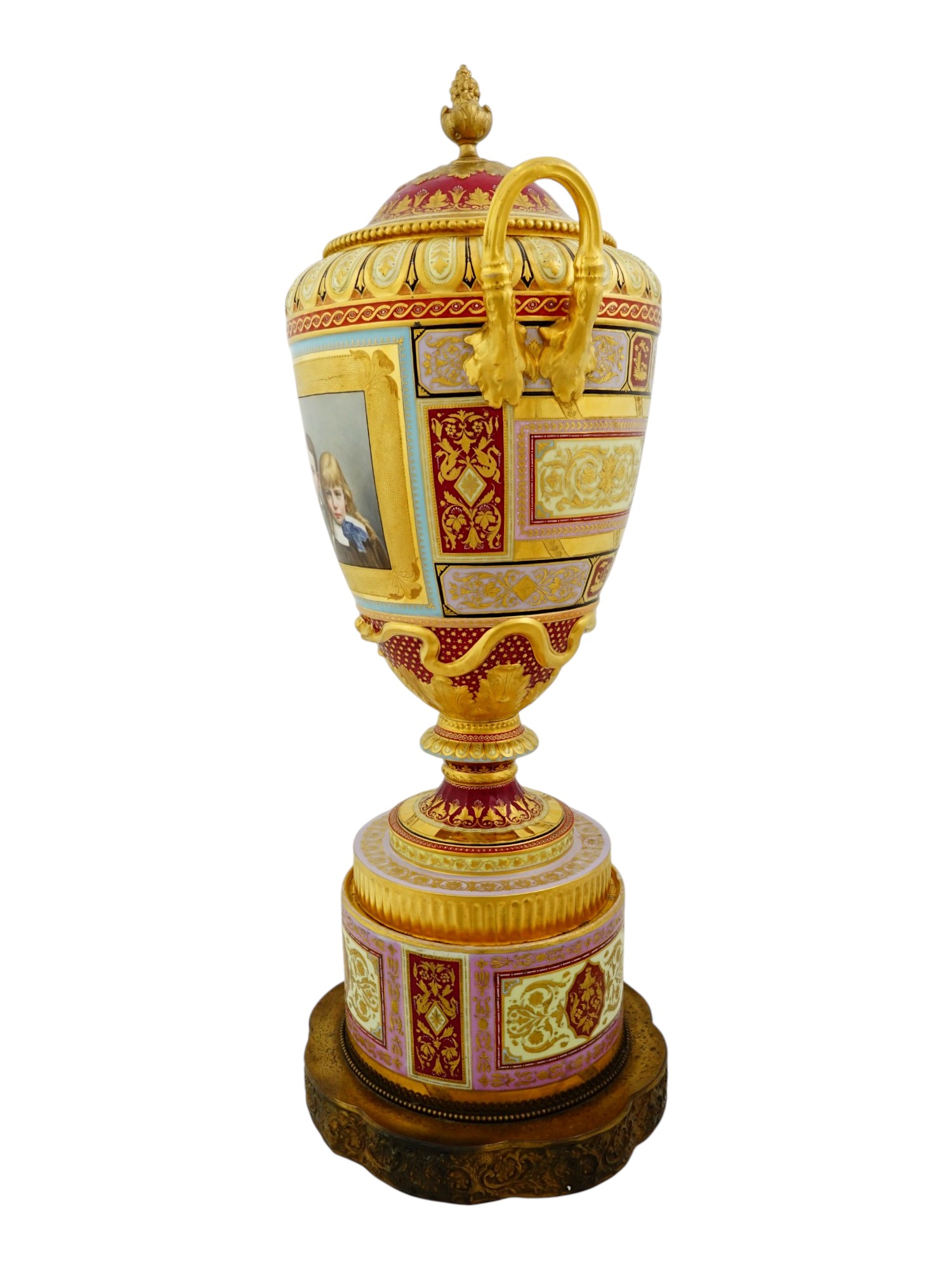 LARGE 19TH C. ROYAL VIENNA PORCELAIN PORTRAIT VASE URN