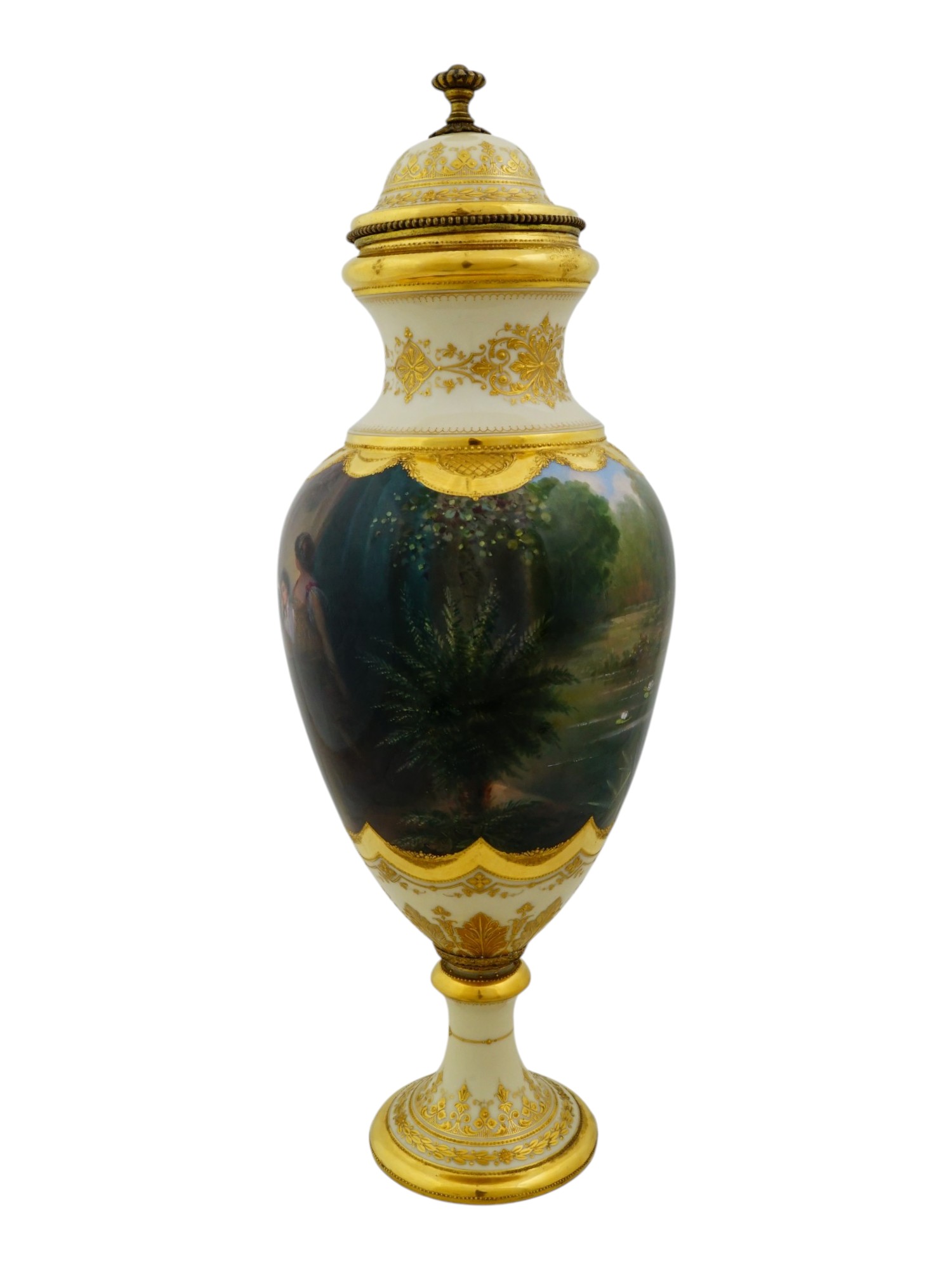 ANTIQUE AMBROSIUS LAMM GERMAN HAND PAINTED PORCELAIN URN