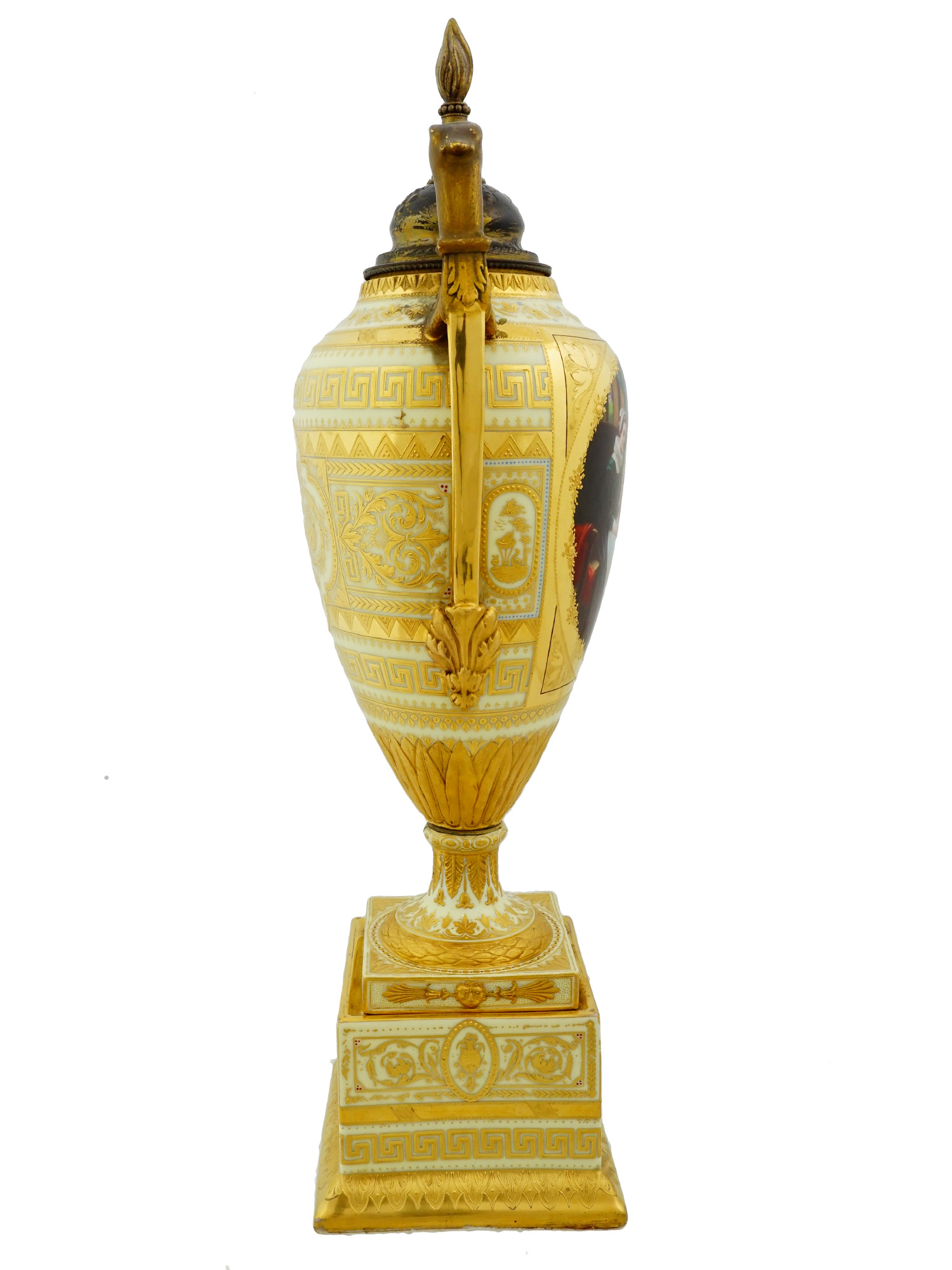 ANTIQUE ROYAL VIENNA PORCELAIN AND GILT BRONZE URN