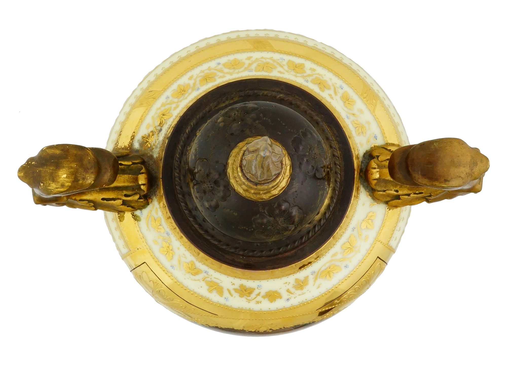 ANTIQUE ROYAL VIENNA PORCELAIN AND GILT BRONZE URN