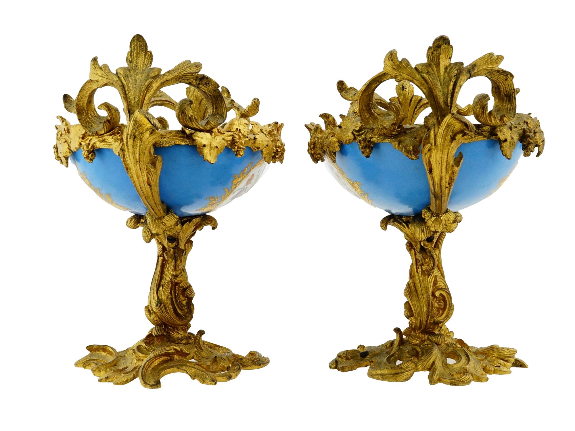 ANTIQUE SEVRES STYLE PORCELAIN AND BRONZE CENTERPIECES