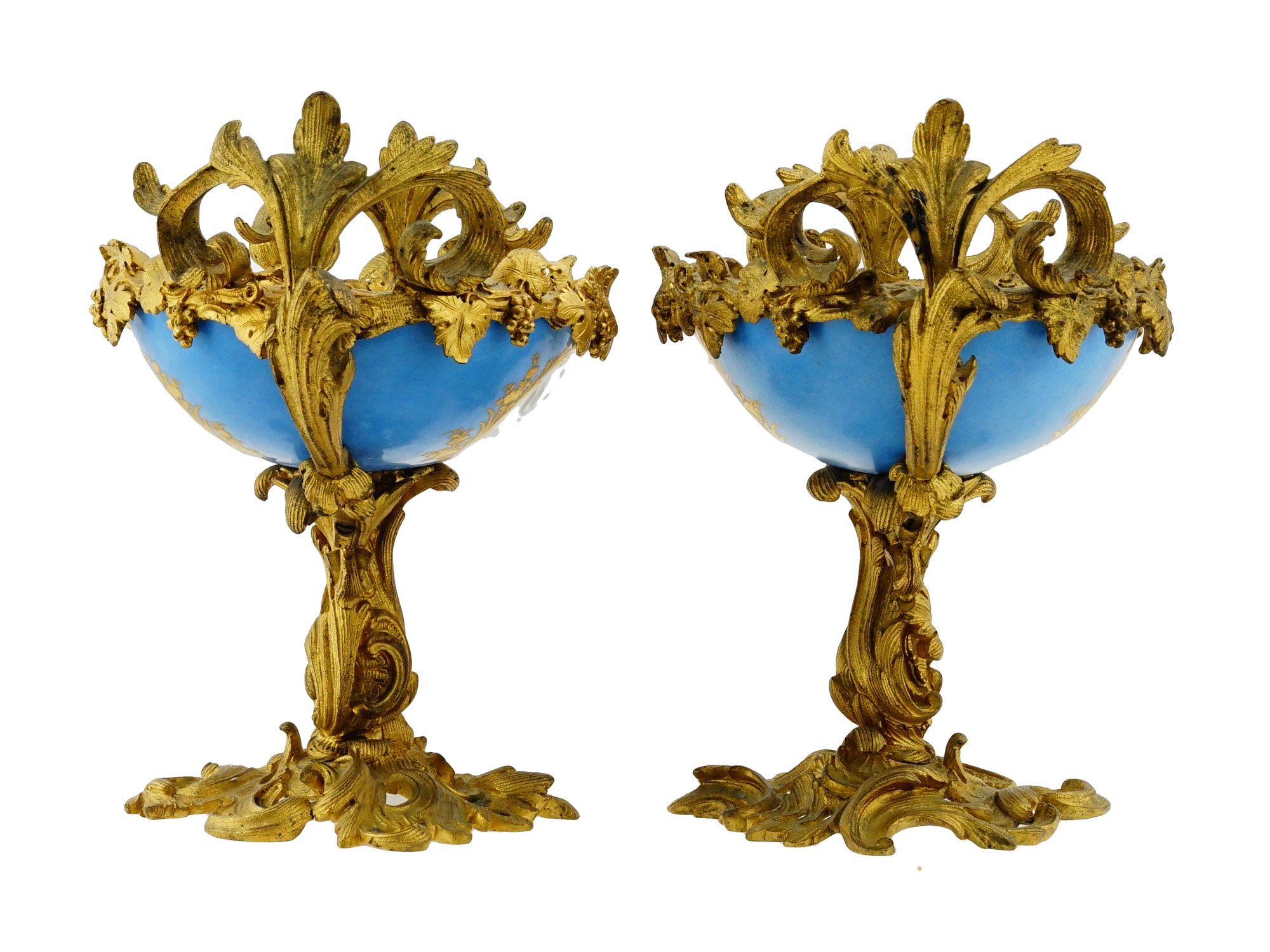 ANTIQUE SEVRES STYLE PORCELAIN AND BRONZE CENTERPIECES