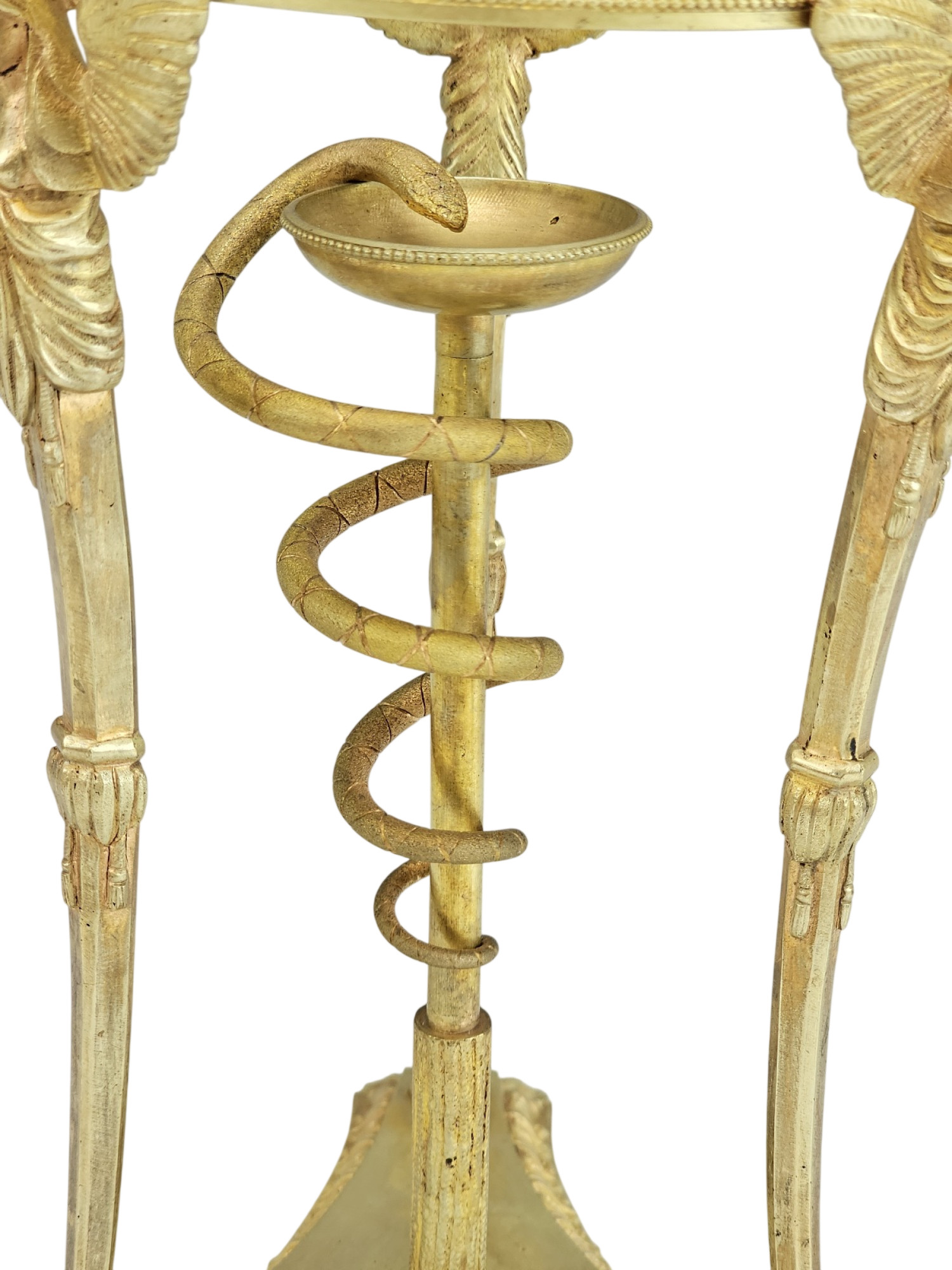 19TH C FRENCH EGYPTIAN REVIVAL BRONZE CUT GLASS CENTERPIECE