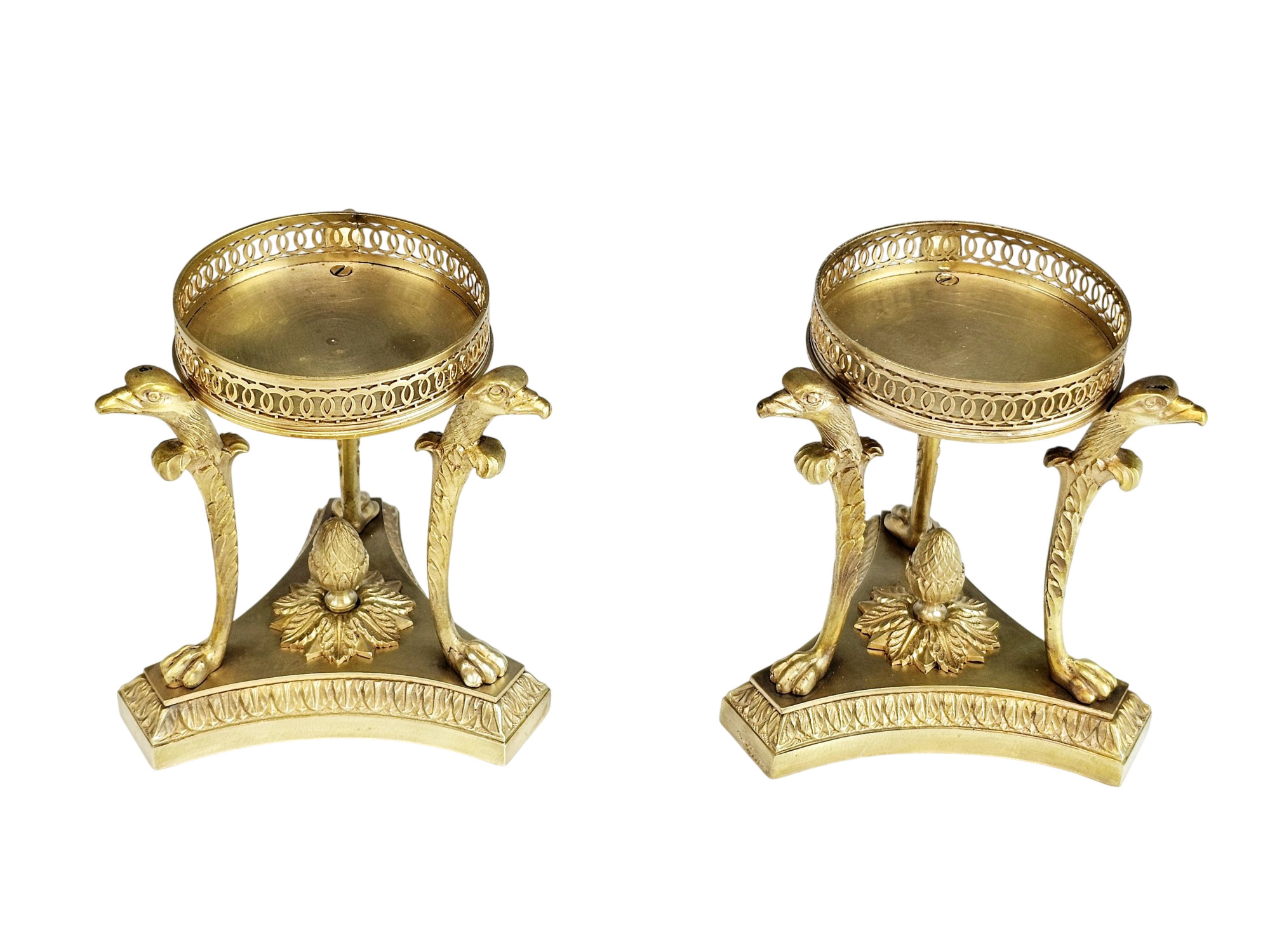 ANTIQUE GILT BRONZE AND ROCK CRYSTAL TAZZAS