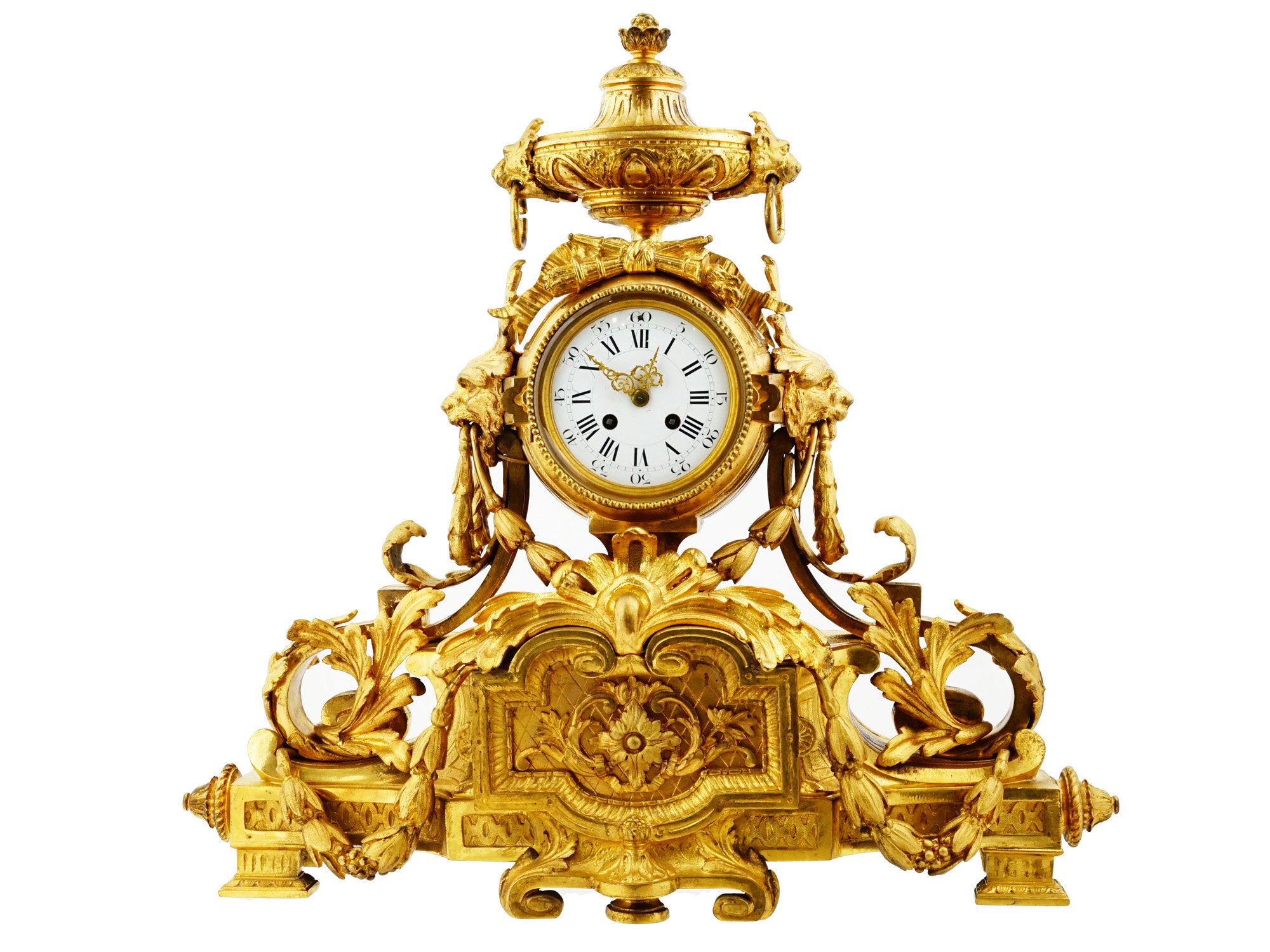 FRENCH LOUIS XVI STYLE GILT BRONZE MANTEL CLOCK