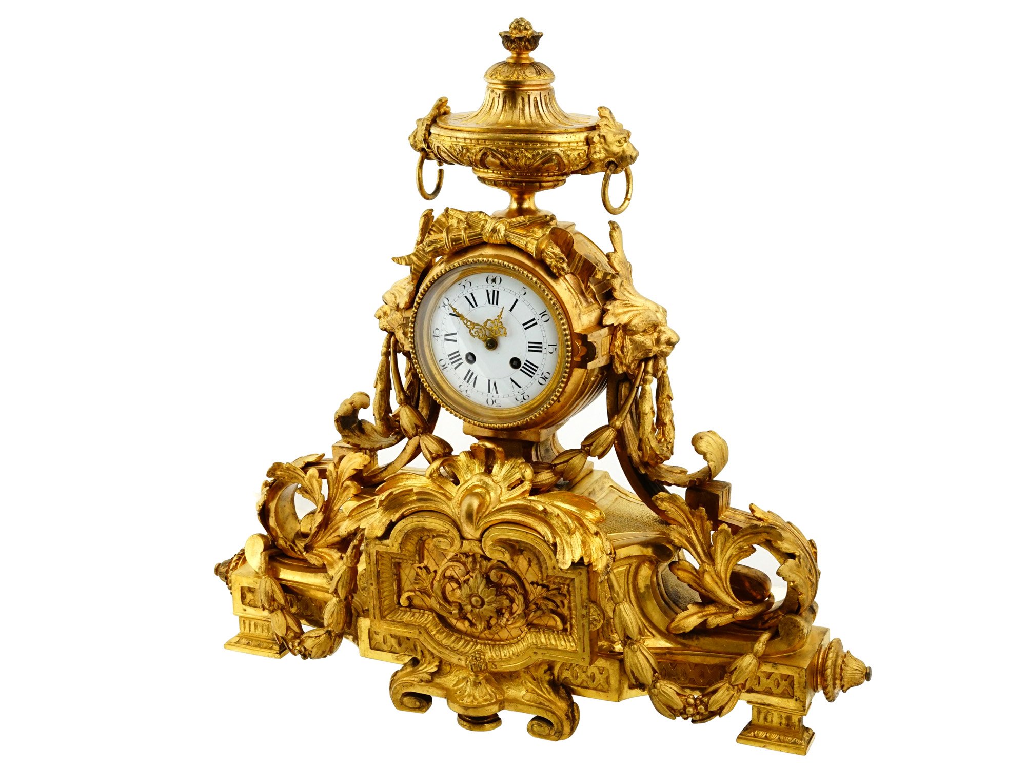 FRENCH LOUIS XVI STYLE GILT BRONZE MANTEL CLOCK