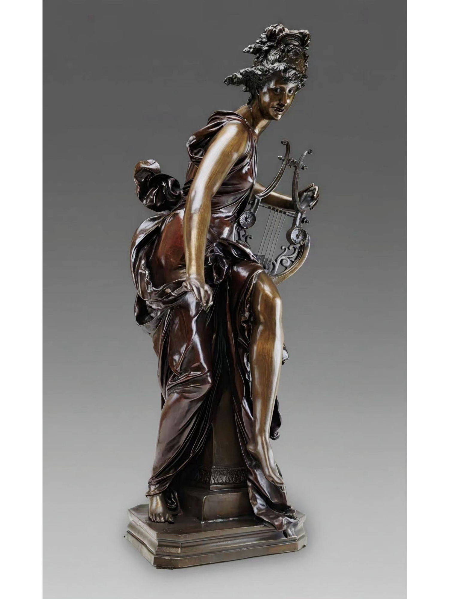 LARGE ANTIQUE FRENCH BRONZE FIGURE BY CARRIER-BELLEUSE