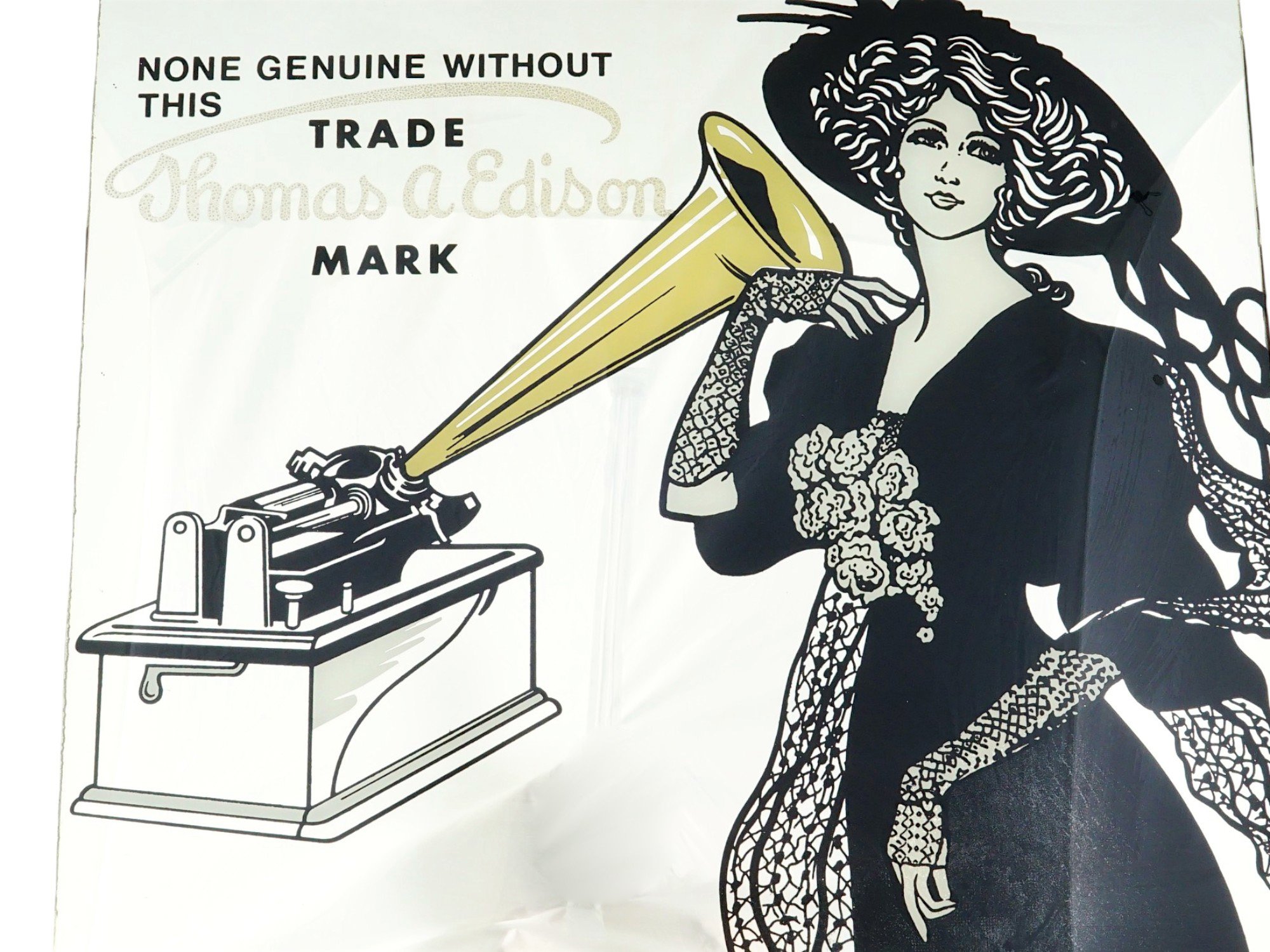 EDISON PHONOGRAPH FRAMED MIRRORED ADVERTISEMENT