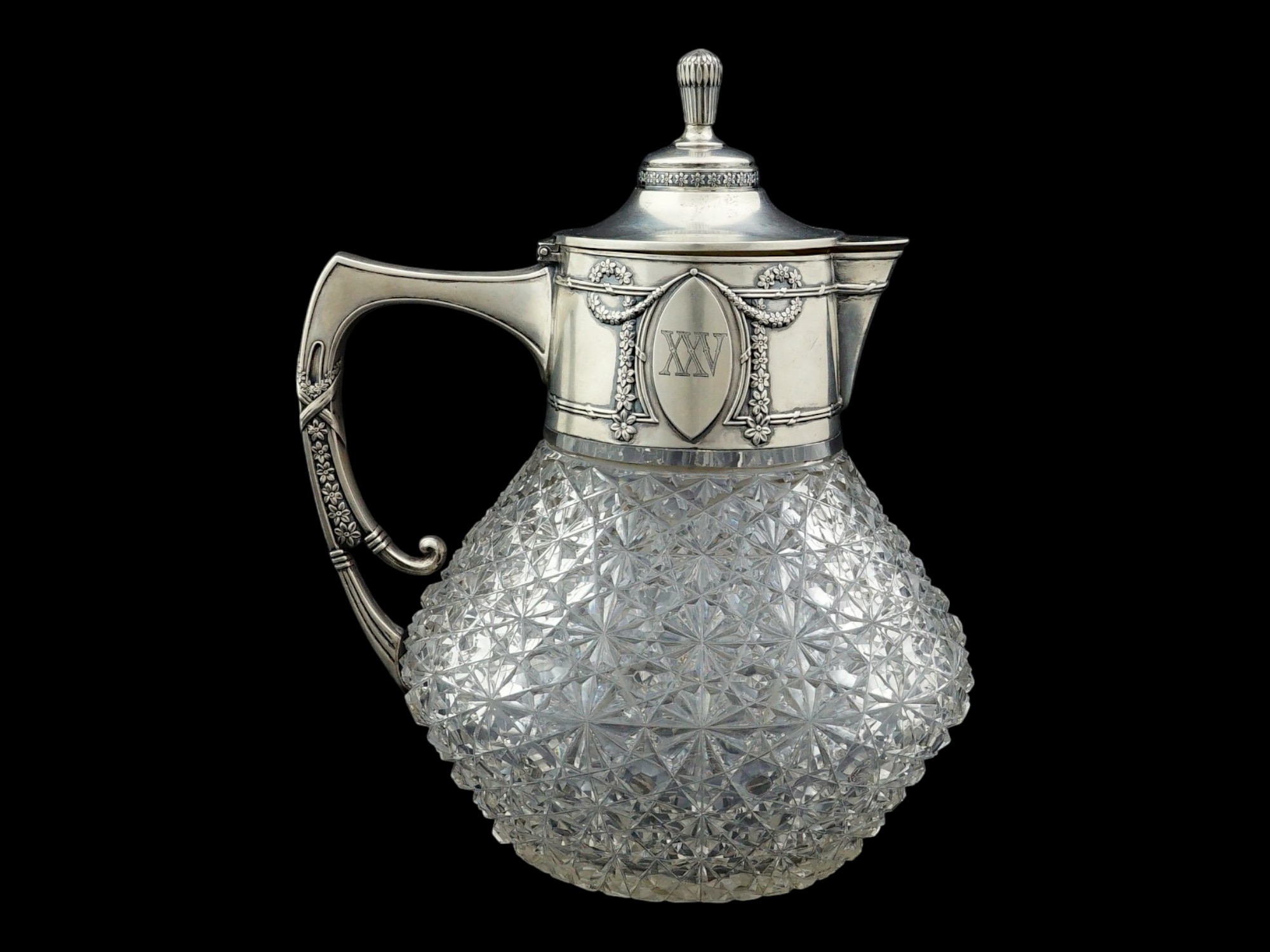 IMPERIAL RUSSIAN SILVER MOUNTED CRYSTAL PITCHER