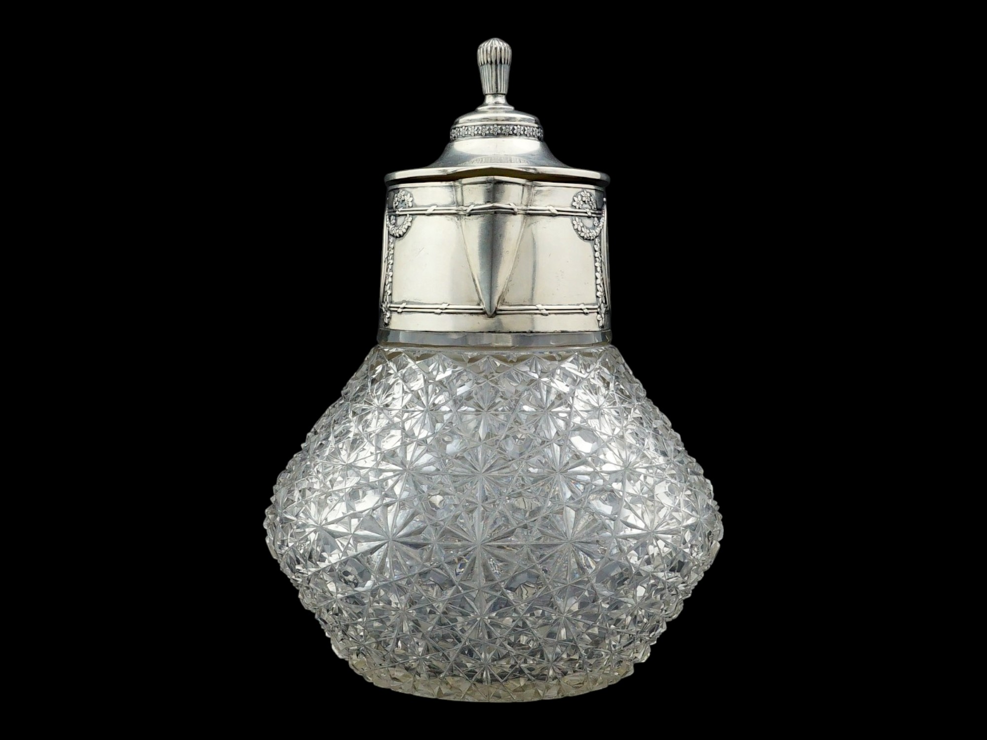 IMPERIAL RUSSIAN SILVER MOUNTED CRYSTAL PITCHER