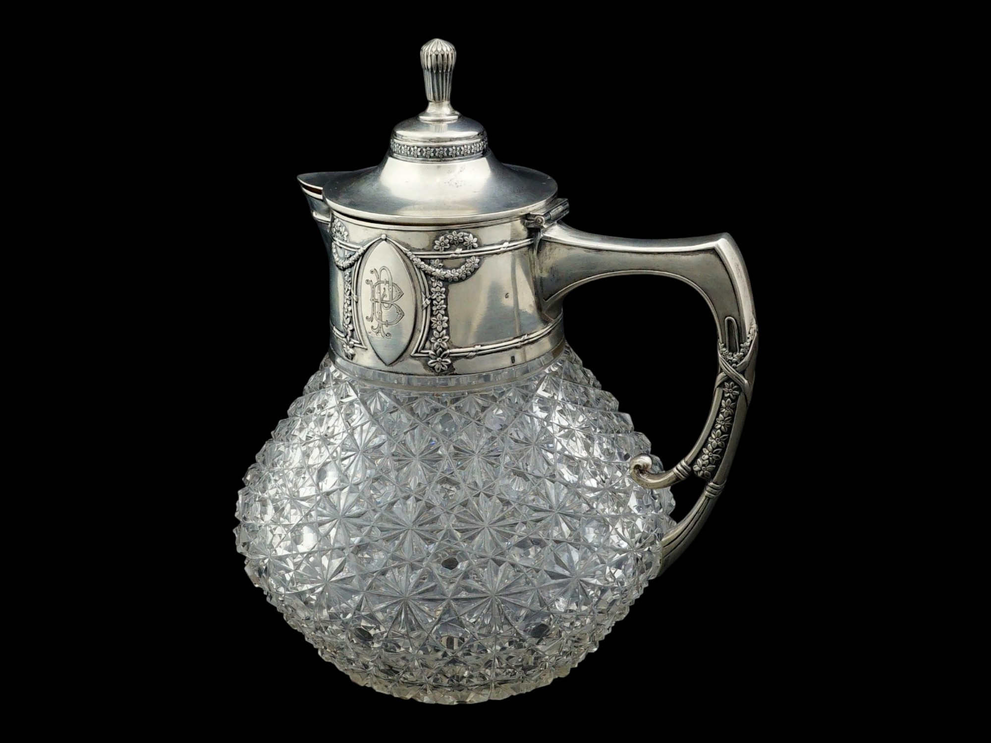 IMPERIAL RUSSIAN SILVER MOUNTED CRYSTAL PITCHER