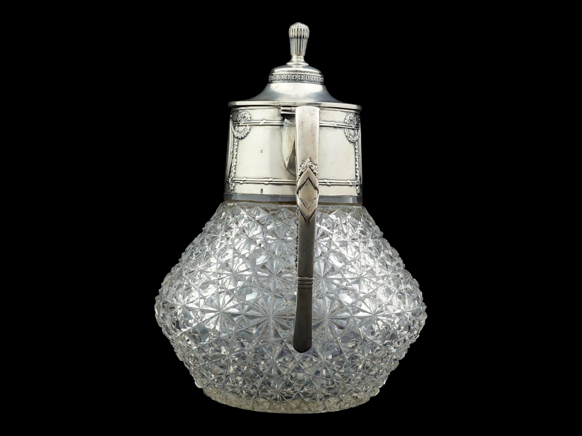 IMPERIAL RUSSIAN SILVER MOUNTED CRYSTAL PITCHER