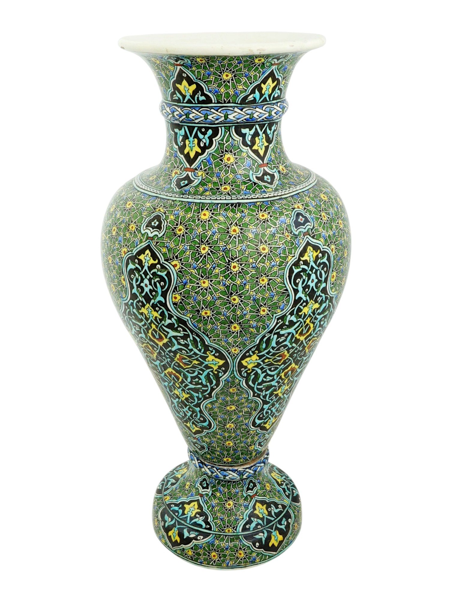 LARGE PERSIAN POLYCHROME GLAZED CERAMIC VASE