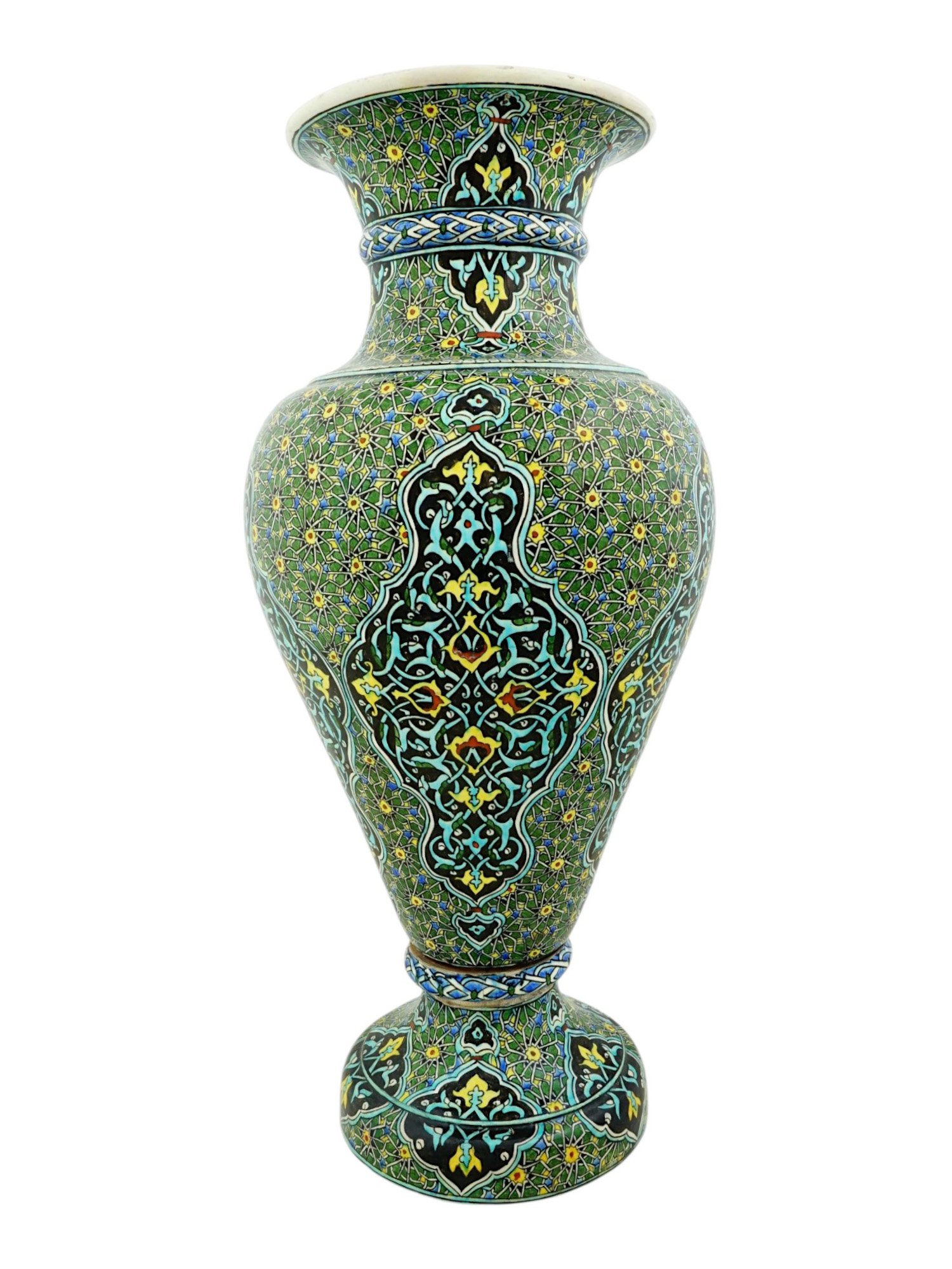 LARGE PERSIAN POLYCHROME GLAZED CERAMIC VASE