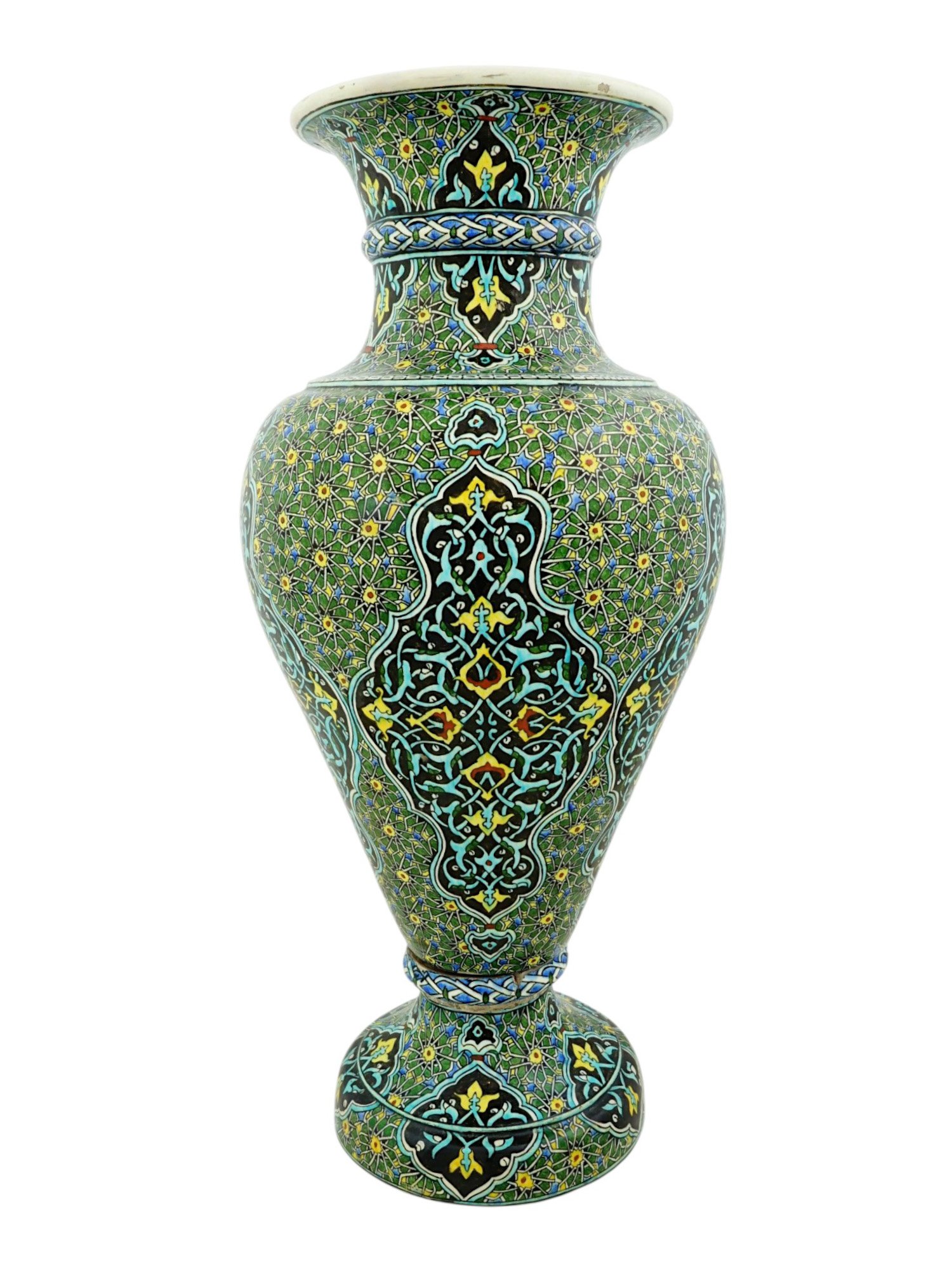LARGE PERSIAN POLYCHROME GLAZED CERAMIC VASE