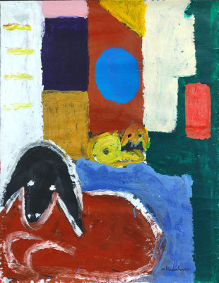 Menashe Kadishman - acrylic on paper, 71x91 cm