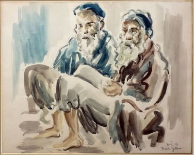 David Gilboa - "Together", watercolor on paper. watercolor on paper, 36x50 cm, signed