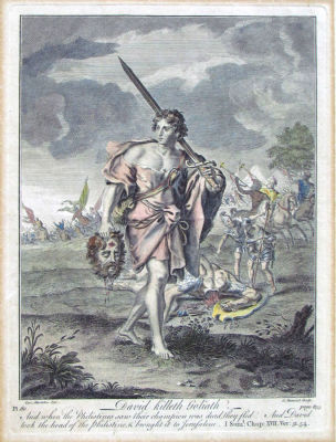 Benoist, Guillaume Philippe(1770-1725) - Lot of 4 hand-colored engravings of biblical scenes. Thomas 