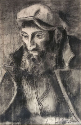 Leon Fouturian - Man's portrait, coal on paper. , 36x56 cm, signed 
An Israeli painter, Herzliya 