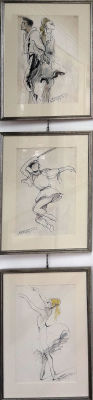 Unknown artist - Three drawings on South American dance, . signed, 
Uruguay, 1963