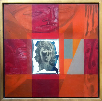 Norman Nartozky - collage, oil on canvas. oil on canvas, collage, 60x60 cm, framed 
Norman 