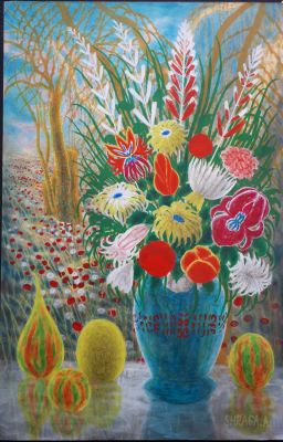 Shraga Aloni - Flowers. pastel on paper 
signed 
33x50 cm 
Shraga Aloni, a painter, was born in 