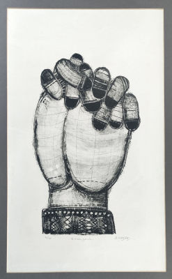 Abraham Hadad - the left hand (la main gauche). lithography signed, numbered, 
paper size: 30x50 cm 