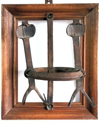 David Palombo - Double iron rack worn on an old frame. frame size 47x37 cm 
iron construction 