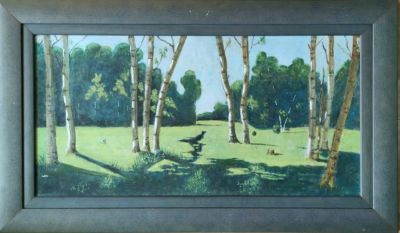 Unknown artist - Birch Grove. Reproduction of the work of painter Arkhip Kuindzhi from 1879 
Oil on 