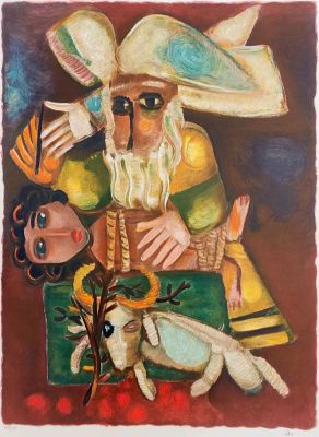 Leo Roth - Abraham, Isaac, and the angel. lithograph, pencil signed, numbered. 
paper size 50x70 cm 