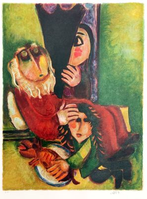 Leo Roth - Isaac gives Jacob the firstborn. lithograph, pencil signed, numbered. 
paper size 50x70 