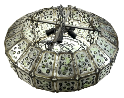 Chandelier, lampshade with designed glass plates. handmade.