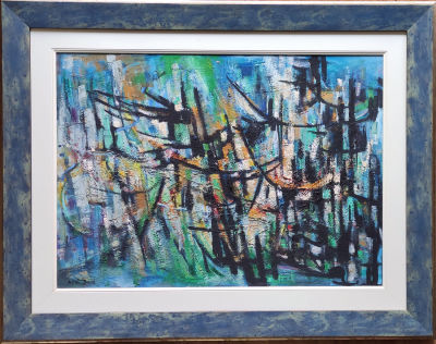 David Allen - Abstract, oil on plywood. oil on plywood 40x55 cm, signed, framed in a special frame 