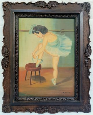 Ligeti - Ballet class. Oil on canvas, signed, framed 
70x50 cm