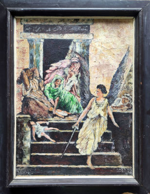 Ben M.Moche - The Law of King Solomon. Oil on canvas, 50/60 cm, signed, framed